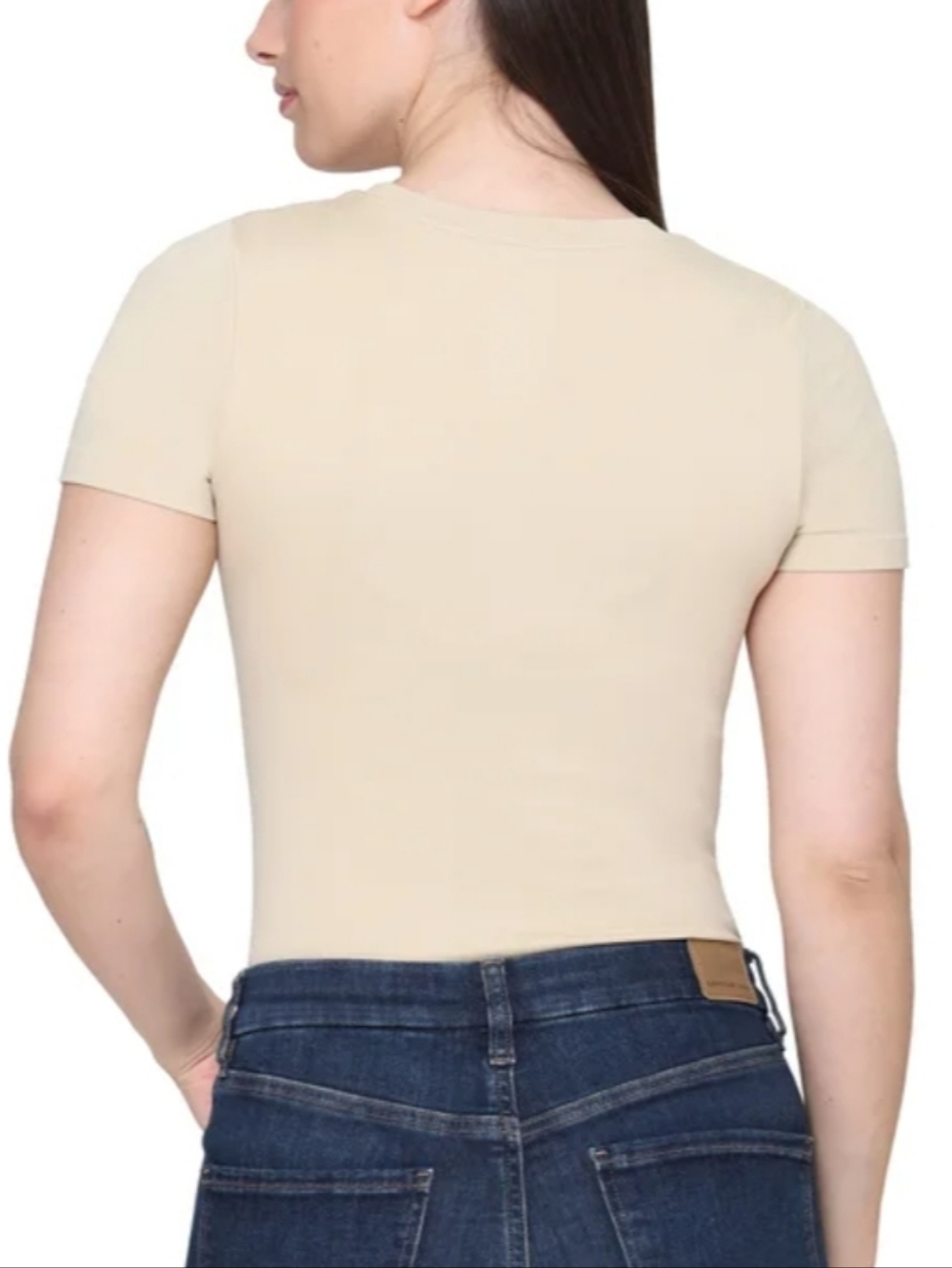 Tahari Smooth Tees 2 Pack Beige Tan Brown  Stretch Short Sleeve Womens Size XS - Picture 10 of 12